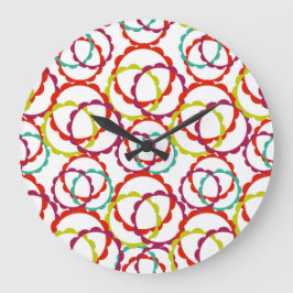 Hot & Bright Ring Pattern Große Wanduhr