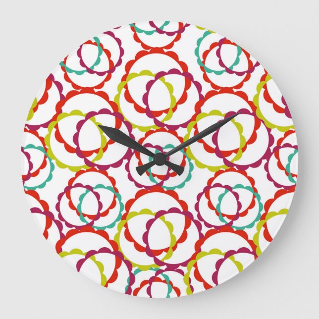 Hot & Bright Ring Pattern Große Wanduhr (Vorderseite)