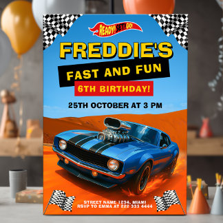 Hot Car Racing Geburtstag Party Einladung