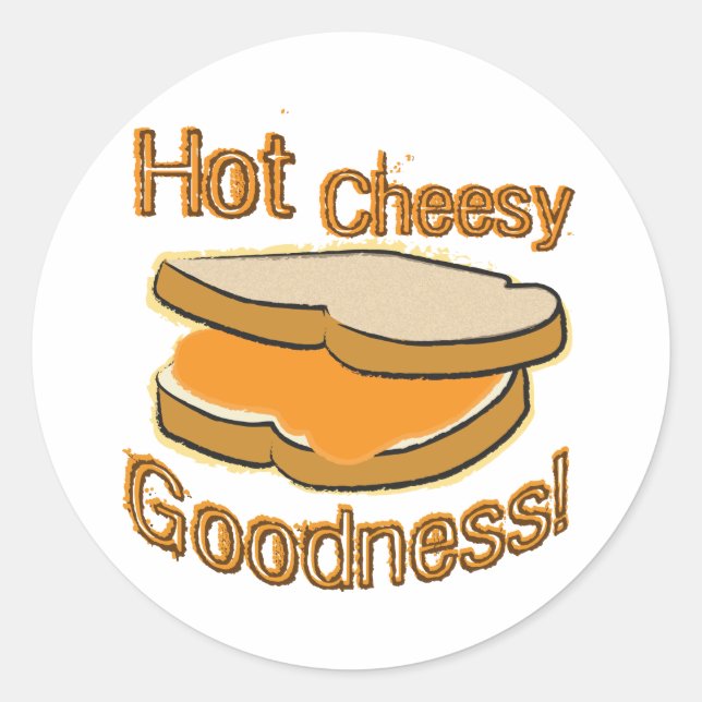 Hot Cheesy Goodness gegrillter Käse Sandwich Runder Aufkleber (Vorderseite)