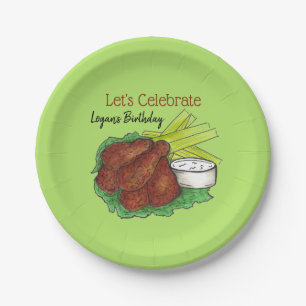 Hot Chicken Wings Feiern wir Geburtstagsparty Pappteller