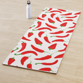 Hot Chili Pepper Cartoon Red White Pattern Yogamatte