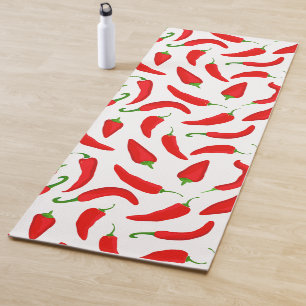 Hot Chili Pepper Cartoon Red White Pattern Yogamatte