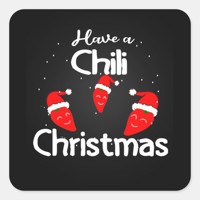 Hot Chili Pepper Christmas Design, Unisex Quadratischer Aufkleber (Vorderseite)