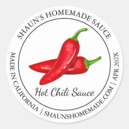 Hot Chili Sauce Modernes Label Runder Aufkleber