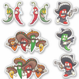 Hot Chilis - Aufkleber für mexikanische Paprikasch