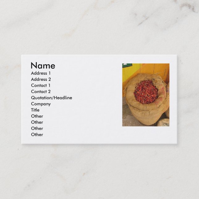 Hot Chilly Paprikaschoten Business Card Visitenkarte (Vorderseite)