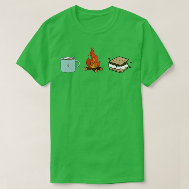 Hot Choco Campfire und Smores T-Shirt (Design vorne)