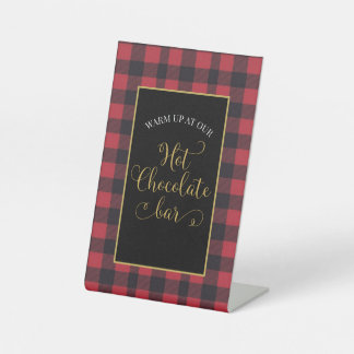 Hot Chocolate Bar Buffalo Plaid Pedestal Sign Sockelschild