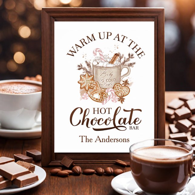 Hot Chocolate Bar Sign Beige Weihnachtsgebäck Poster (Hot Chocolate Bar Sign Beige Christmas Poster)