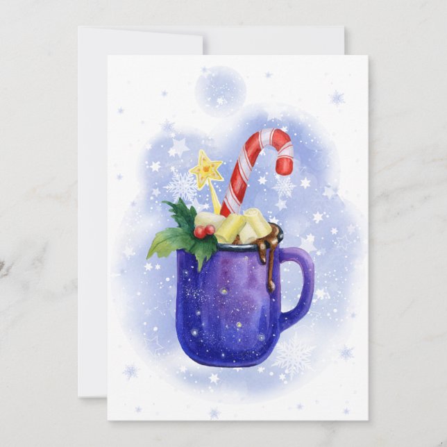 Hot Chocolate & Candy Cane mag Feiertagskarte (Vorderseite)