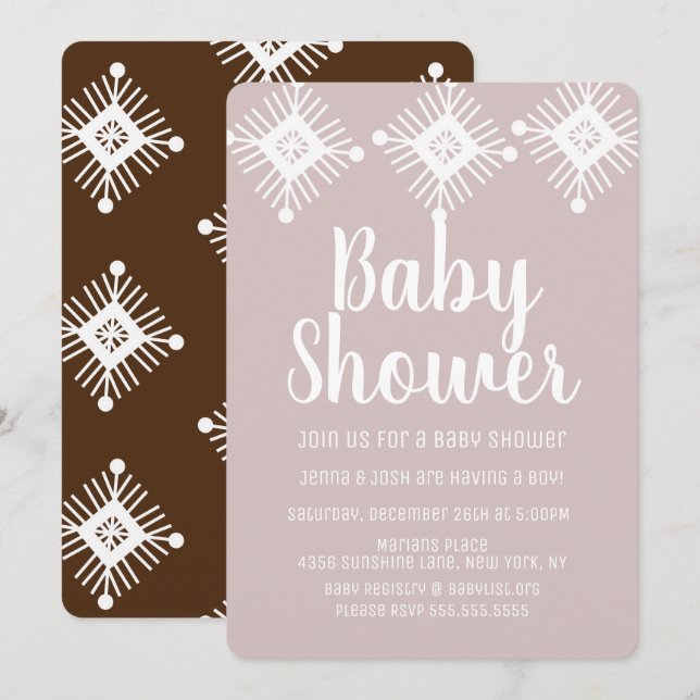 Hot Chocolate Chai Snowflake Babydusche Einladung (Vorne/Hinten)