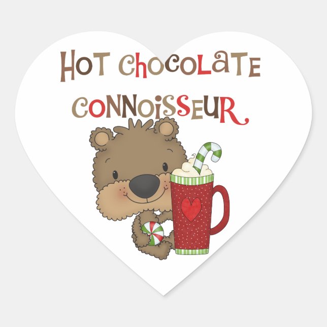Hot Chocolate Connoisseur Boy Bear Herz-Aufkleber (Vorderseite)
