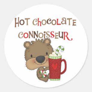 Hot Chocolate Connoisseur Boy Bear Runder Aufkleber
