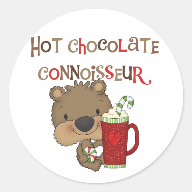 Hot Chocolate Connoisseur Boy Bear Runder Aufkleber (Vorderseite)