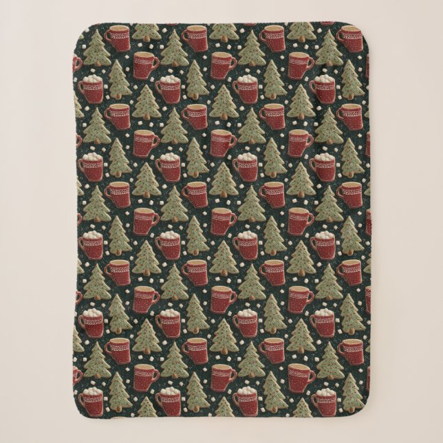 Hot Chocolate Mugs And Christmas Tree Cookies Sherpadecke (Vorderseite)