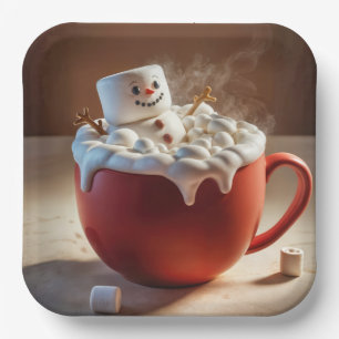 Hot Chocolate Snowman Pappteller