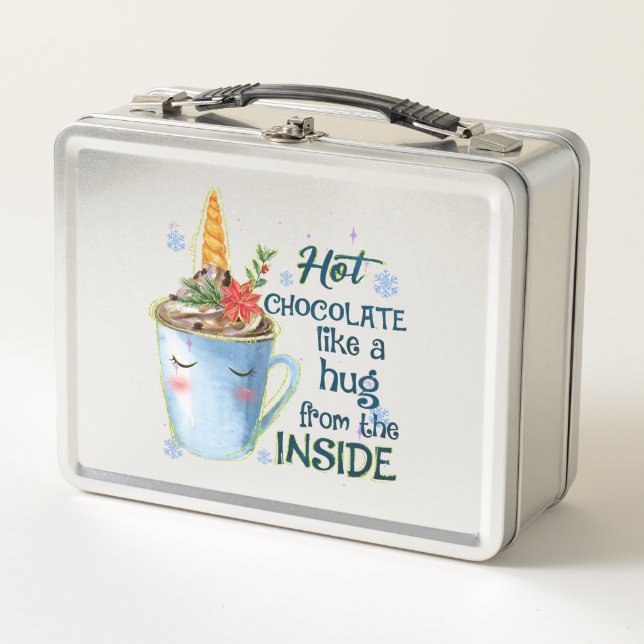 Hot Chocolate Unicorn Metall Brotdose (Vorderseite)