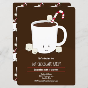 Hot Chocole Hot Cocoa Brown White Xmas Party Einladung