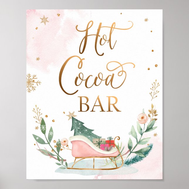 Hot Cocoa Bar Chocolate Sleigh Girl Birthday Sign Poster (Vorne)