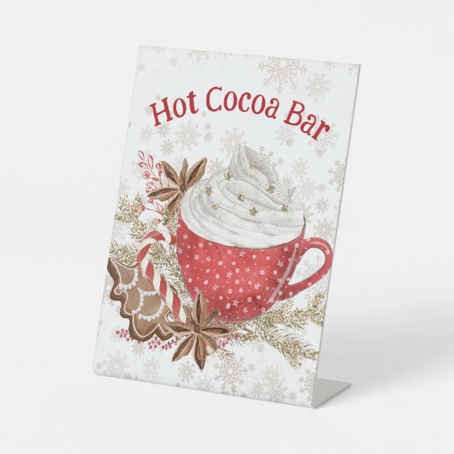 Hot Cocoa Bar Christmas Party Sign Sockelschild (Vorderseite)