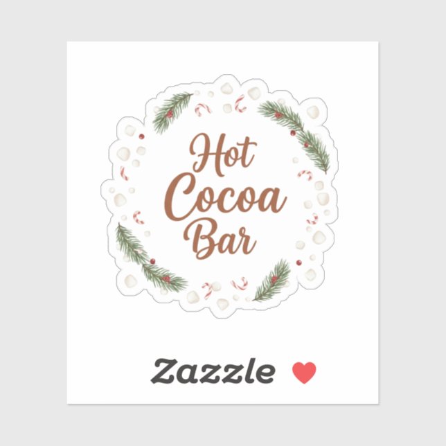 Hot Cocoa Bar Station Rustic Christmas Aufkleber (Blatt)