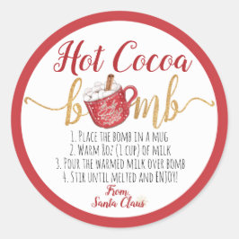 Hot Cocoa Bomb Instruktionen Weihnachten Rote Tass Runder Aufkleber