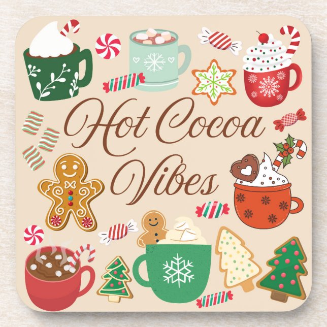 Hot Cocoa Christmas Vibes Getränkeuntersetzer (Vorderseite)