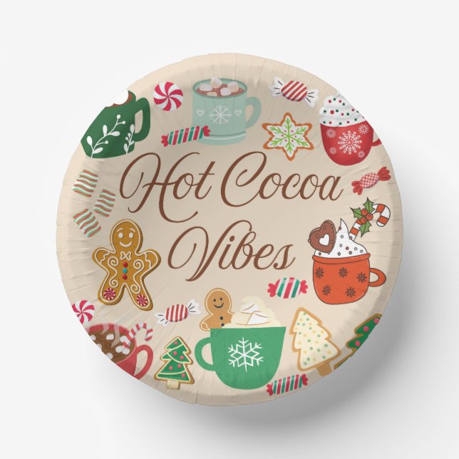 Hot Cocoa Christmas Vibes Pappteller (Vorderseite)
