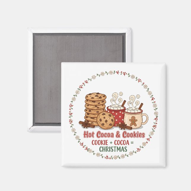 Hot Cocoa & Cookies Christmas Magnet (Vorderseite/Rückseite)