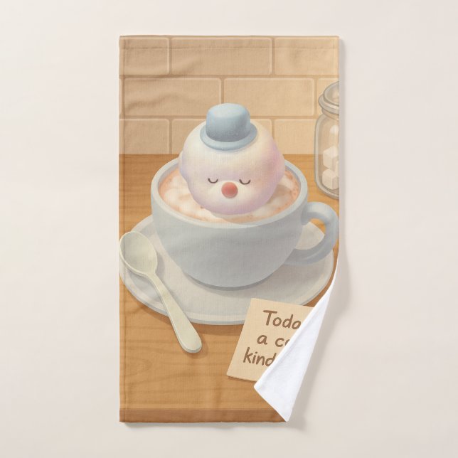 Hot Cocoa Day: Smiling Bichon Marshmallow Art (Serviette à main)