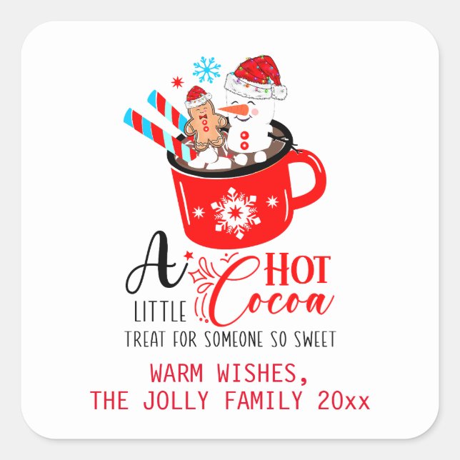 Hot Cocoa Leckerei Gingerbrot Urlaub Quadratischer Aufkleber (Vorderseite)