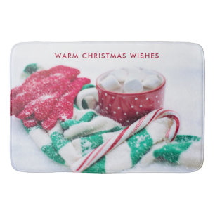 Hot Cocoa Marshmallows & Candy Cane Weihnachten Badematte