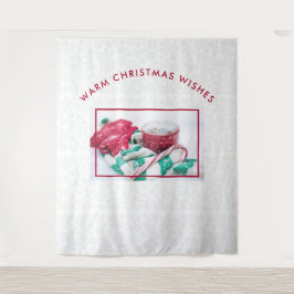 Hot Cocoa Marshmallows & Candy Cane Weihnachten Wandteppich