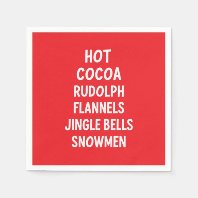 Hot Cocoa Rudolph Flannels Jingle Bells Santa Serviette (Vorderseite)