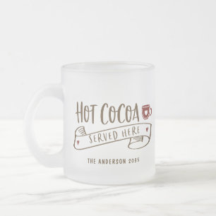 Hot Cocoa serviert hier Niedliche Handschrift Urla Mattglastasse