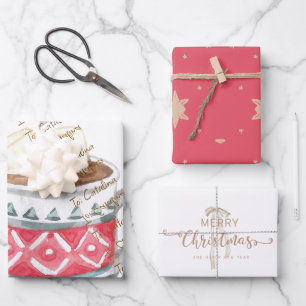 Hot Cocoa Tasse 3-Pack Weihnachtsgeschenk Wrap Geschenkpapier Set