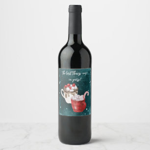 Hot Cocoa und Marshmallow Twin Baby Dusche Weinetikett