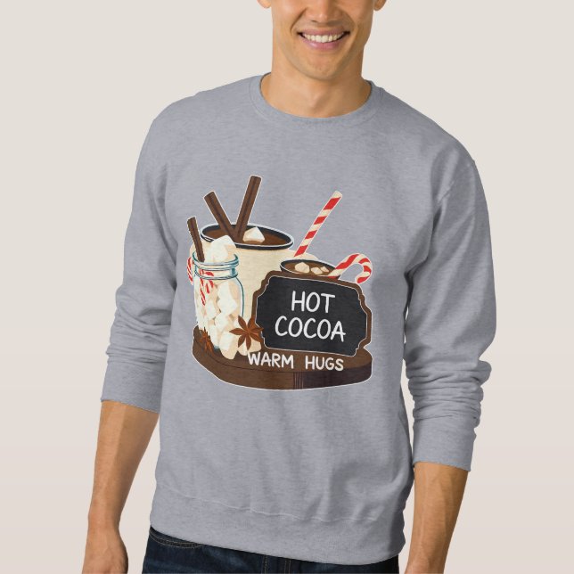 Hot Cocoa Warm Hugs (1) Retro Christmas Art Sweatshirt (Vorderseite)