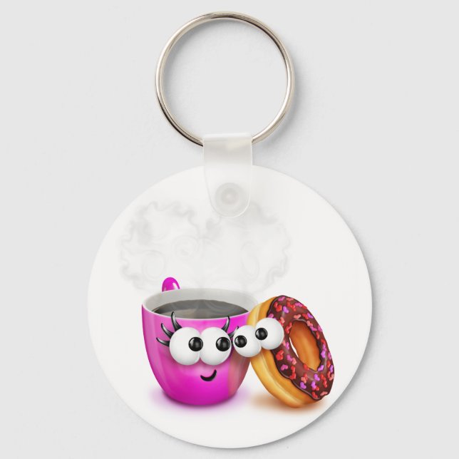 Hot Coffee And A Donut Keychain Schlüsselanhänger (Vorderseite)