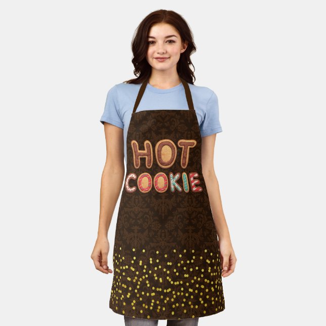 Hot Cookie Alphabet Damask Gold Confetti Schürze (Getragen)