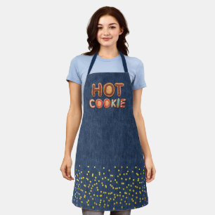 Hot Cookie Alphabet Imitate Denim Gold Confetti Schürze
