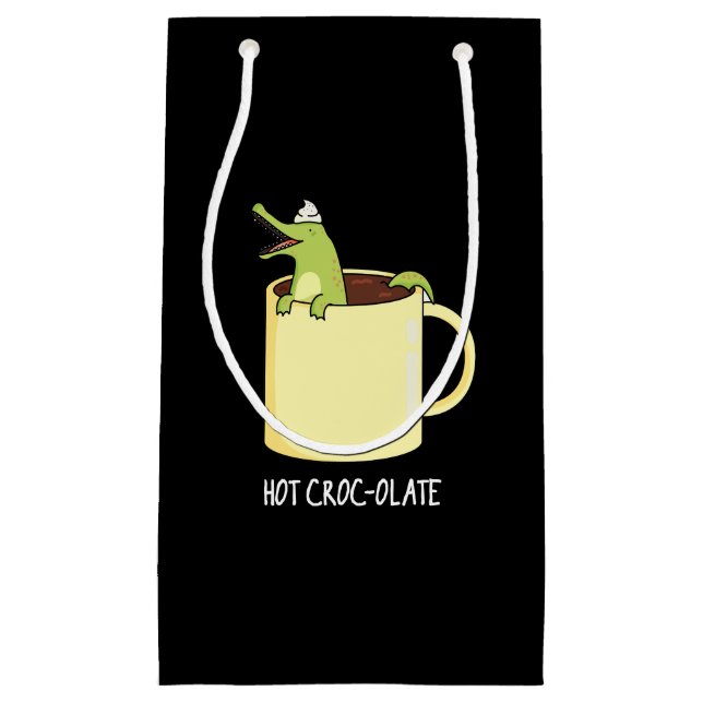 Hot Croc Colate Funny Crocodile Pun Dark BG Kleine Geschenktüte (Vorderseite)