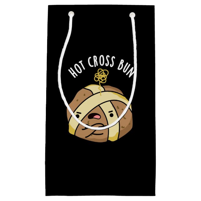 Hot Cross Bun Funny Food Pub Dark BG Kleine Geschenktüte (Vorderseite)