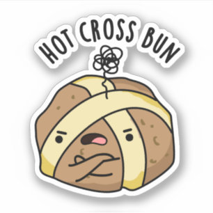 Hot Cross Bun Funny Food Puff Aufkleber