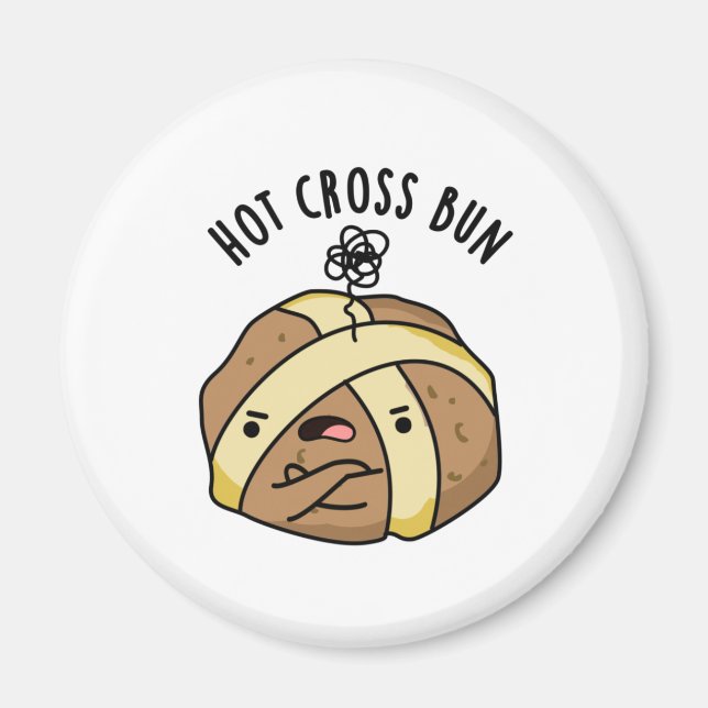 Hot Cross Bun Funny Food Puff Magnet (Vorne)