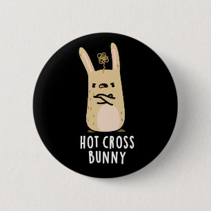 Hot Cross Bunny Funny Angry Rabbit Pub Dark BG Button