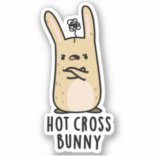 Hot Cross Bunny Funny Angry Rabbit Puff Aufkleber