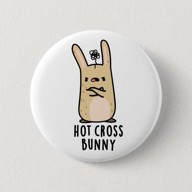Hot Cross Bunny Funny Angry Rabbit Puff Button (Vorderseite)
