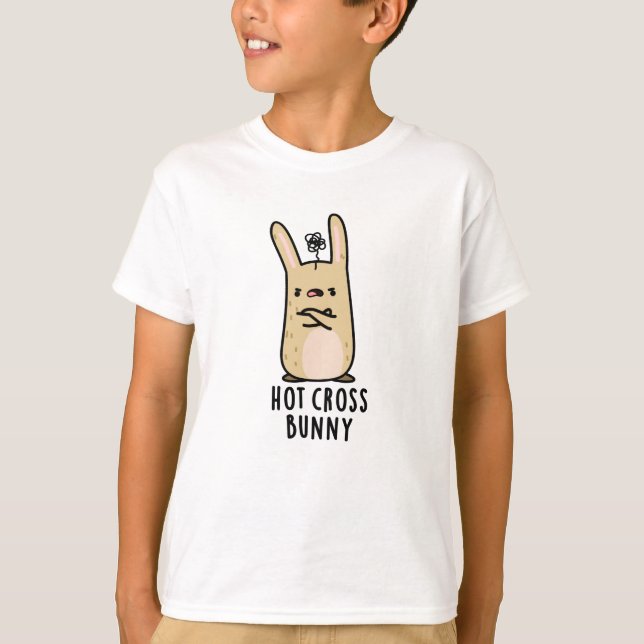 Hot Cross Bunny Funny Angry Rabbit Puff T-Shirt (Vorderseite)